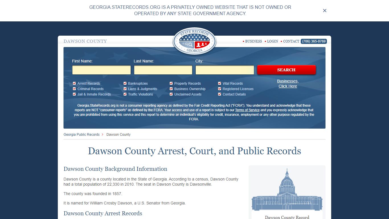 Dawson County Arrest, Court, and Public Records