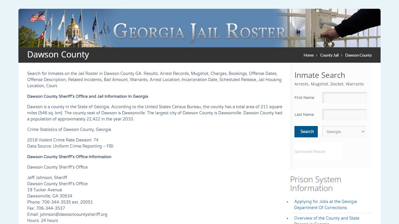Dawson County | Georgia Jail Inmate Search